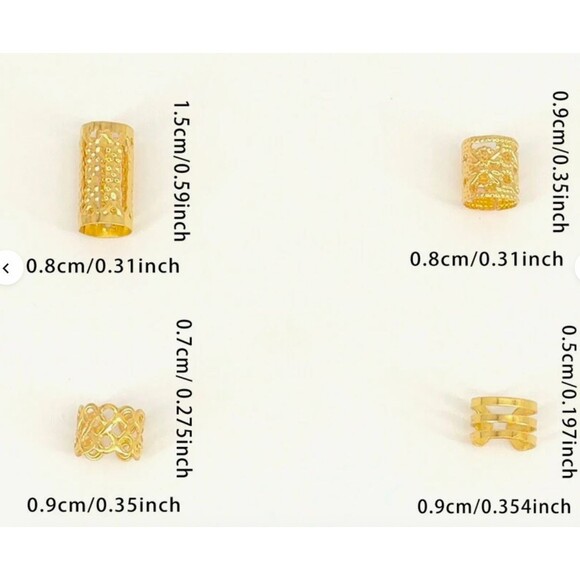 40 Pcs Gold Hair Jewelry Braids Dreadlocks Metal Rings Cuffs Clips - Picture 2 of 4